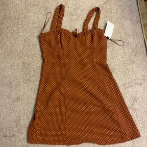 Rust polka dot dress
